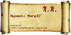 Nyemetz Margó névjegykártya